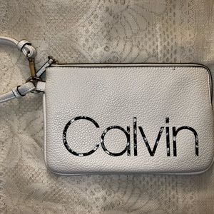 Calvin Klein white wristlet